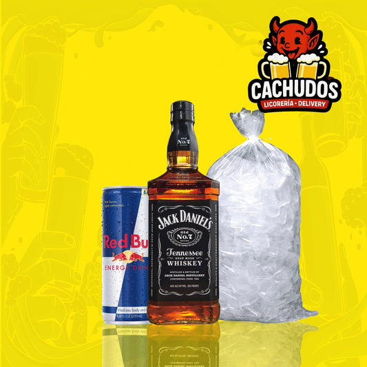 Combo 1 Jack Daniels 750ml + Red Bull 250ml + Bolsa de Hielo
